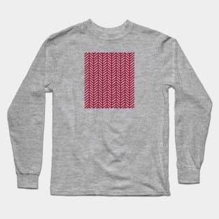 Herringbone Pattern - Warm Red Long Sleeve T-Shirt